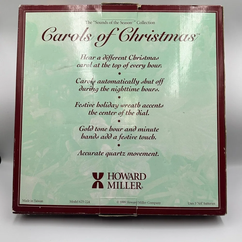Howard Miller Carols of Christmas Musical Quartz Wall Clock Sounds of the Season